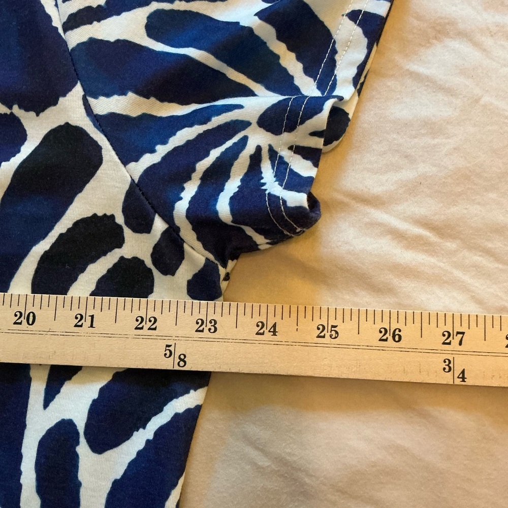 A-Line shift navy & white print stretchy lightweight  2XL pull over 52” long - Picture 6 of 6